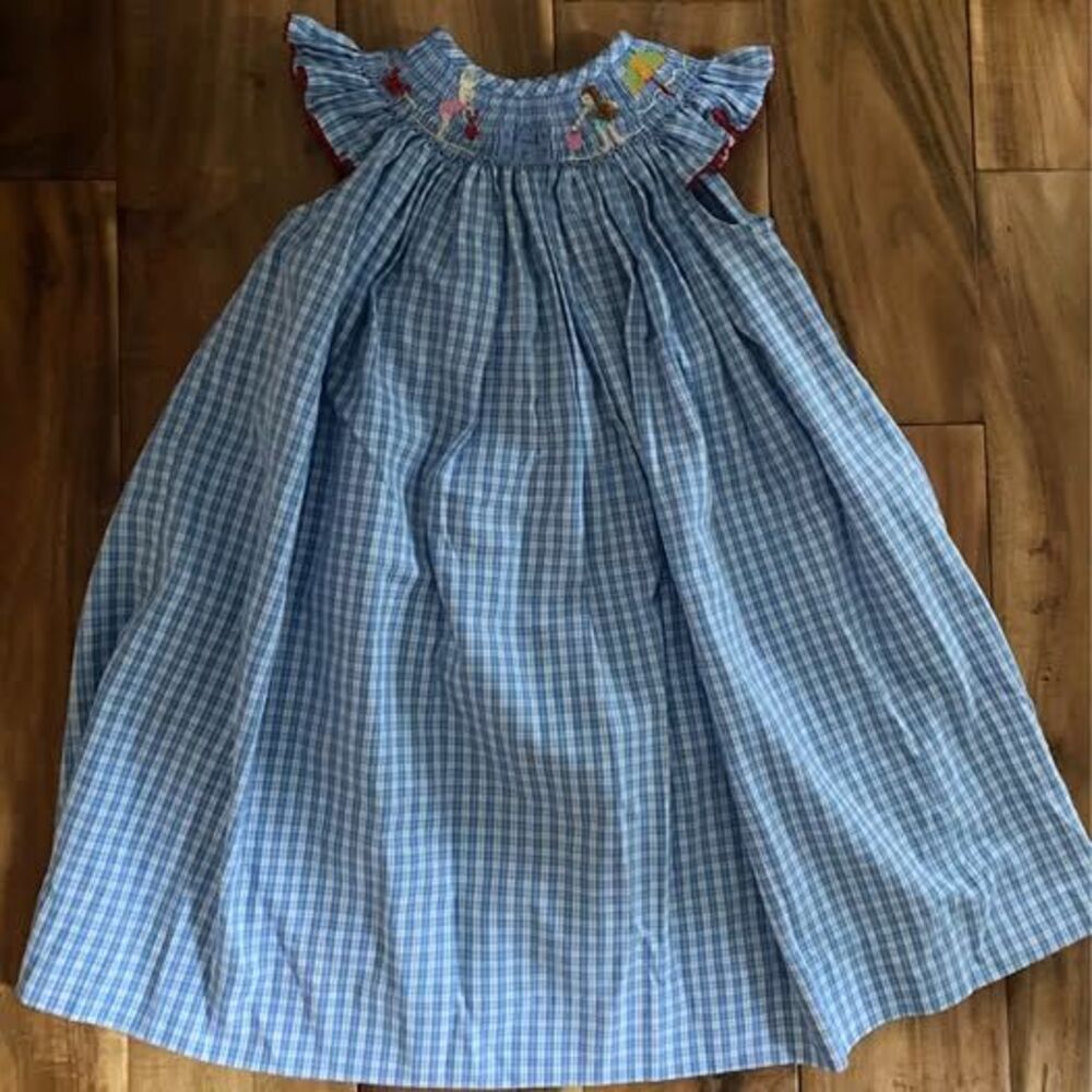 Vintage Silly Goose Hand Smocked Toddler Girl’s Beach Sandcastle Dress Size 2